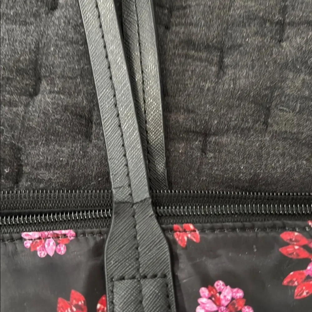 Michael Kors Nylon Floral Tote Bag Black/Pink Floral Print, Gold Tone Hardware - Picture 14 of 15
